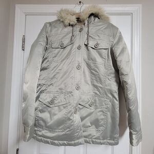 Gap Down Puffy Coat With Fur Lined  Detachable Hood Size Large